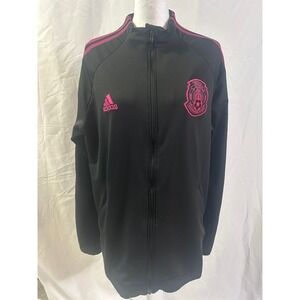 Adidas Mexico National Team Track Jacket Mens Medium Black Pink Soccer Full Zip